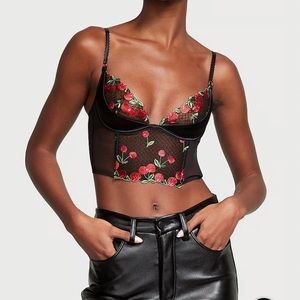 Cherry Embroidery Quarter-Cup Corset Top size 32B